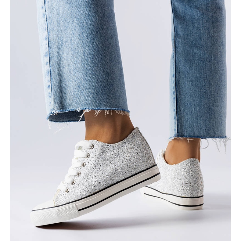 Zapatillas plateadas de cuña baja de Garceau plata 1