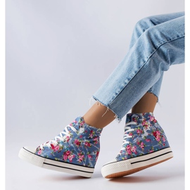 BM Zapatillas con cuña floral azules de Fouquet 2