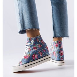 BM Zapatillas con cuña floral azules de Fouquet 3
