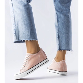 Zapatillas Crete rosa purpurina cuña 1