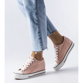 Zapatillas Crete rosa purpurina cuña rosado 2
