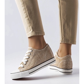 Zapatillas Crete con cuña dorada y purpurina dorado 1