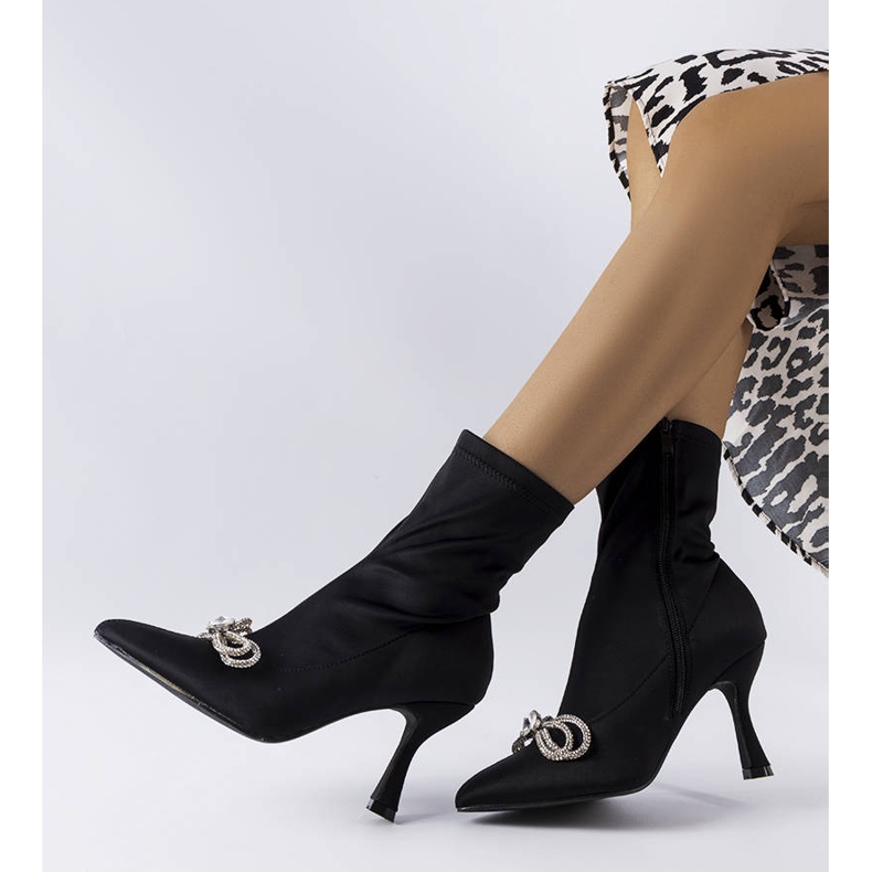 Botas negras decoradas con lazo Marte de circonitas negro 1