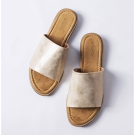 Chanclas Mainville metalizadas doradas beige 2