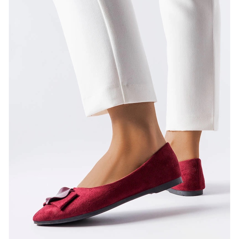 Bailarinas burdeos decoradas con pedrería Rémy rojo 1