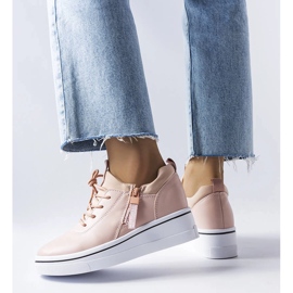 Zapatillas rosas de cuña baja de Mathieu rosado 2