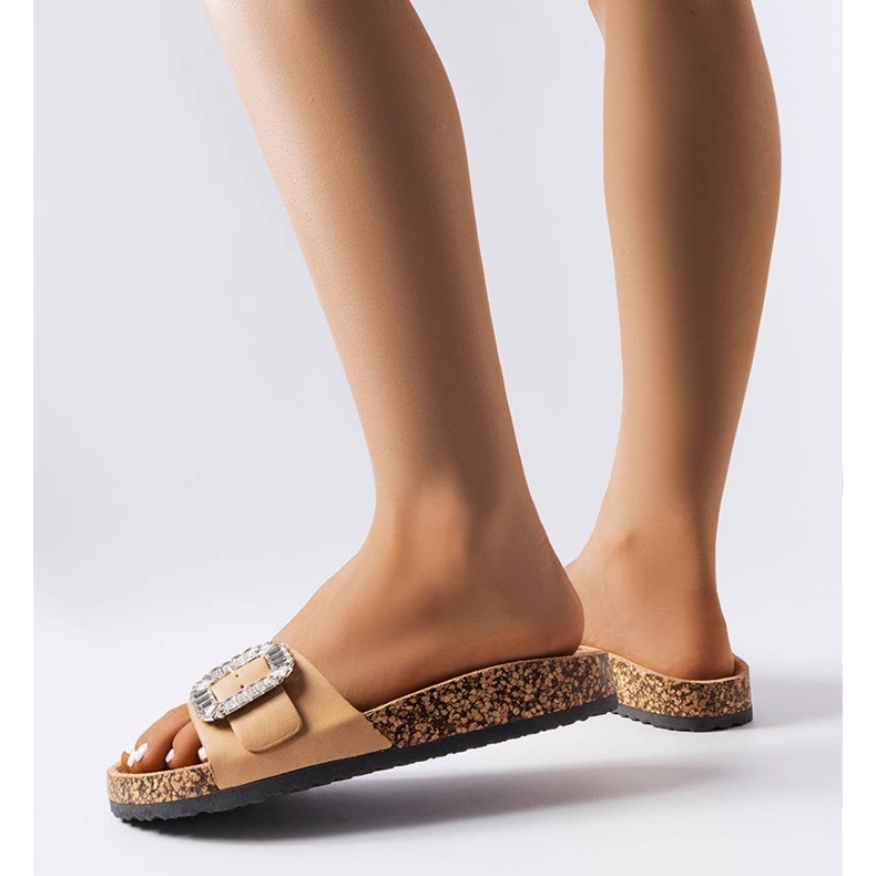 Diapositivas marrones decoradas con circonitas Millicent marrón 1