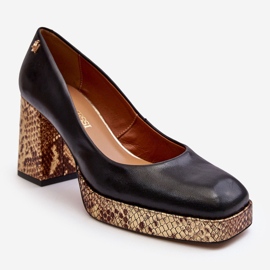 Zapatos de salón de piel de moda Laura Messi 2599 Negro 1