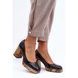 Zapatos de salón de piel de moda Laura Messi 2599 Negro 2