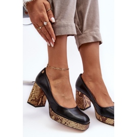 Zapatos de salón de piel de moda Laura Messi 2599 Negro 7