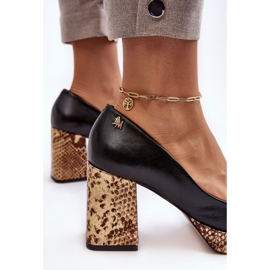 Zapatos de salón de piel de moda Laura Messi 2599 Negro 5