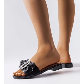 Chanclas elegantes negras con pedrería de Fifi negro 1