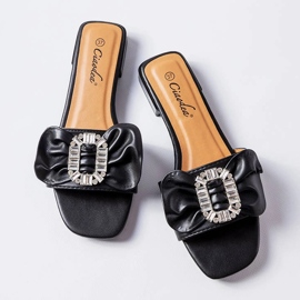Chanclas elegantes negras con pedrería de Fifi negro 2