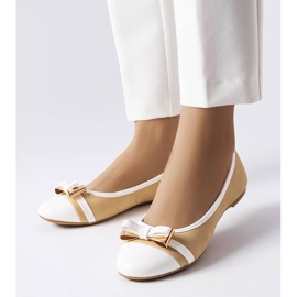 Bailarinas blancas y beige con lazo de Dufour 2
