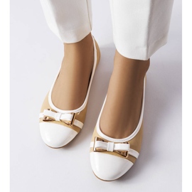 Bailarinas blancas y beige con lazo de Dufour 1