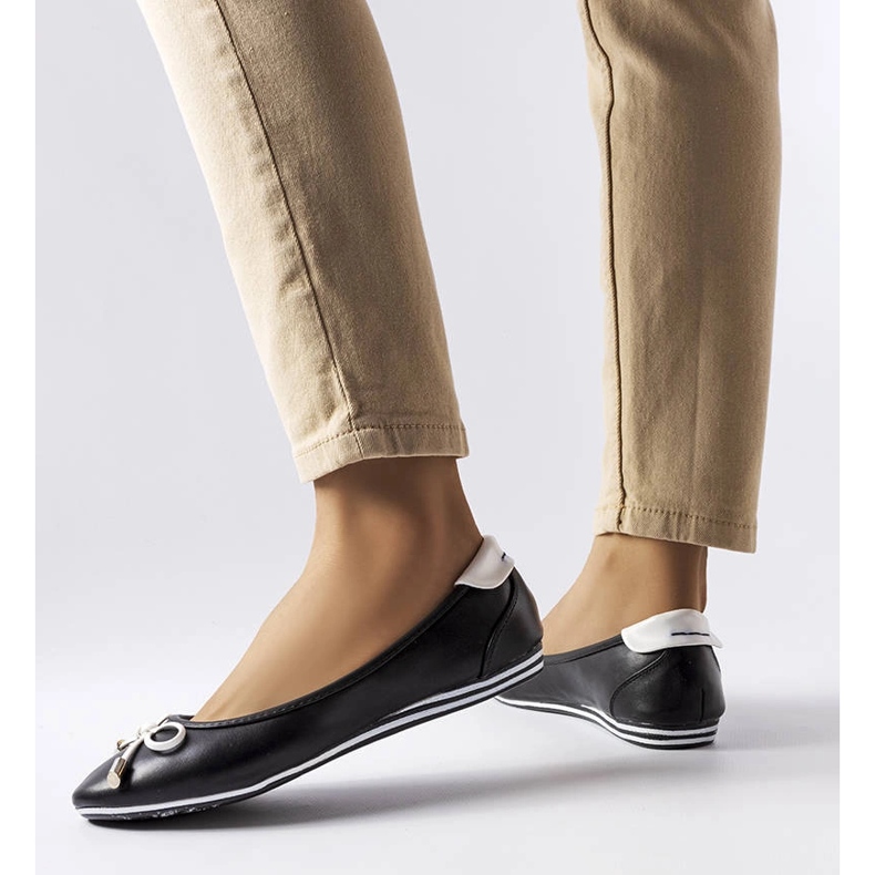 Bailarinas negras decoradas con un lazo de Maddalena negro 1 Bailarinas negras decoradas con un lazo de Maddalena negro 1