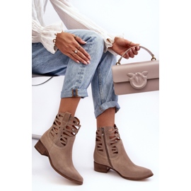 Lewski Shoes Botas Mujer Piel Caladas Beige Oscuro Lewski 3329 5