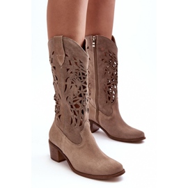 Lewski Shoes Botas Cowboy Ante Calado Beige Oscuro Lewski 3320 4