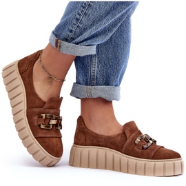 Lewski Shoes Zapatos Mujer Ante Con Plataforma Con Adorno, Marrón Lewski 3398 9
