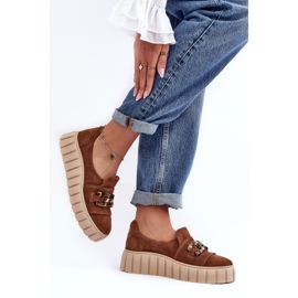 Lewski Shoes Zapatos Mujer Ante Con Plataforma Con Adorno, Marrón Lewski 3398 4