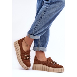 Lewski Shoes Zapatos Mujer Ante Con Plataforma Con Adorno, Marrón Lewski 3398 3