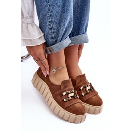 Lewski Shoes Zapatos Mujer Ante Con Plataforma Con Adorno, Marrón Lewski 3398 8