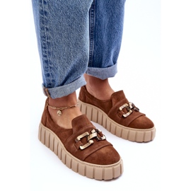Lewski Shoes Zapatos Mujer Ante Con Plataforma Con Adorno, Marrón Lewski 3398 5