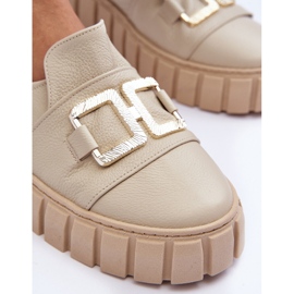 Lewski Shoes Zapatos Mujer Piel con Plataforma Beige Lewski 3398 5
