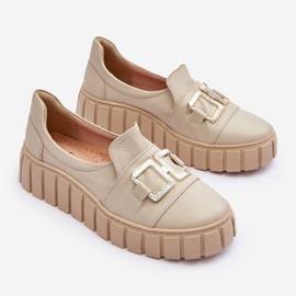 Lewski Shoes Zapatos Mujer Piel con Plataforma Beige Lewski 3398 2
