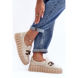Lewski Shoes Zapatos Mujer Piel Con Plataforma Con Adorno, Beige Lewski 3398 4