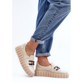 Lewski Shoes Zapatos Mujer Piel Con Plataforma Con Adorno, Beige Lewski 3398 3