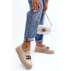 Lewski Shoes Zapatos Mujer Piel Con Plataforma Con Adorno, Beige Lewski 3398 7