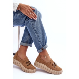 Lewski Shoes Zapatos Mujer Ante En La Plataforma Con Adorno, Beige Oscuro Lewski 3398 8