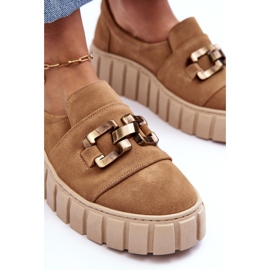 Lewski Shoes Zapatos Mujer Ante En La Plataforma Con Adorno, Beige Oscuro Lewski 3398 6
