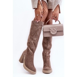 Lewski Shoes Botas Tacón Mujer Ante, Beige Oscuro, Lewski 3371 4