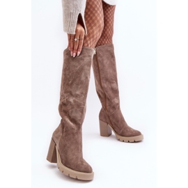 Lewski Shoes Botas Tacón Mujer Ante, Beige Oscuro, Lewski 3371 8