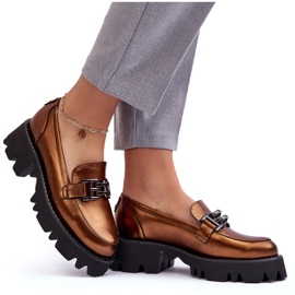 Laura Messi Mocasines de mujer de piel con decoración Lyndani dorada dorado 10