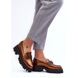 Laura Messi Mocasines de mujer de piel con decoración Lyndani dorada dorado 3