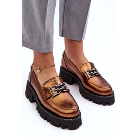 Laura Messi Mocasines de mujer de piel con decoración Lyndani dorada dorado 6