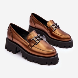 Laura Messi Mocasines de mujer de piel con decoración Lyndani dorada dorado 2
