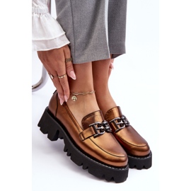 Laura Messi Mocasines de mujer de piel con decoración Lyndani dorada dorado 9