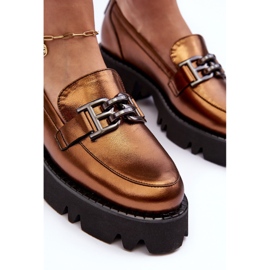 Laura Messi Mocasines de mujer de piel con decoración Lyndani dorada dorado 7