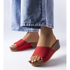Chanclas con cuña caladas rojas de Bourque rojo 1