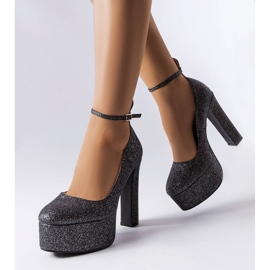 Zapatos de tacón brocado negro Bellamy 1