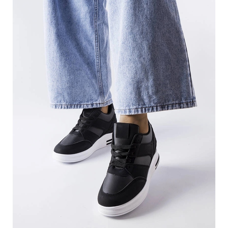 CinqMars zapatillas cuña negras negro 1