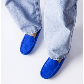 Mocasín Souplet azul con suela de piel 2