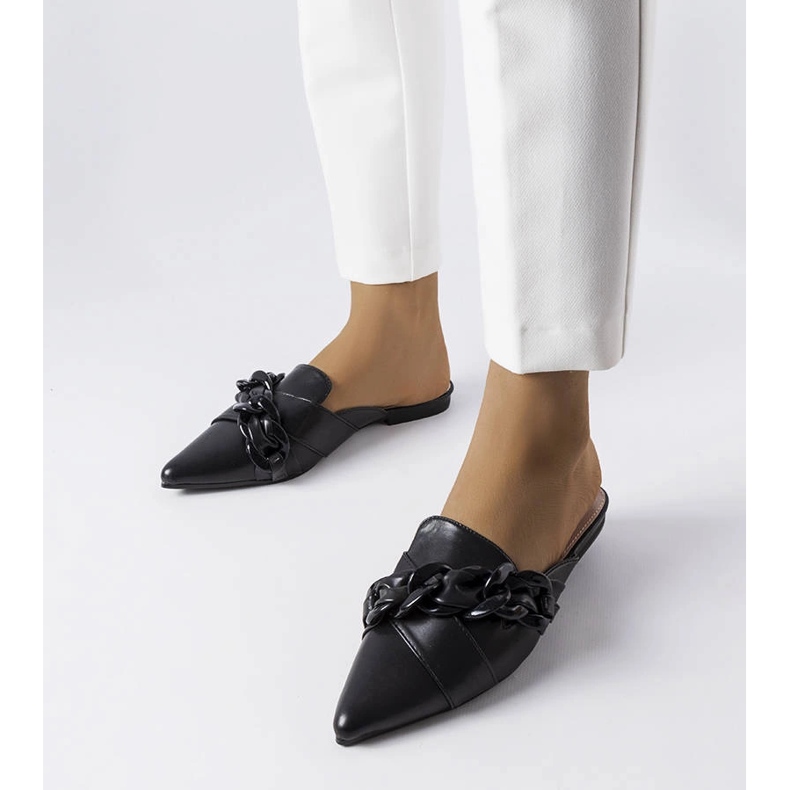 Elegantes sandalias negras con cadena de Patenaude negro 1