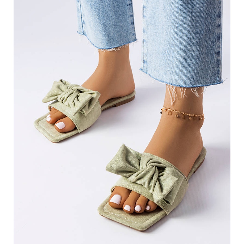 Chanclas elegantes verdes con lazo de Thériault 1