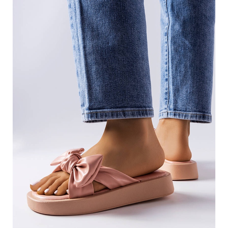 Sandalias rosas de plataforma con lazo de Edvard rosado 2