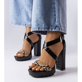 Sandalias con estampado de serpiente marrones de Trépanier marrón 1 Sandalias con estampado de serpiente marrones de Trépanier marrón 1